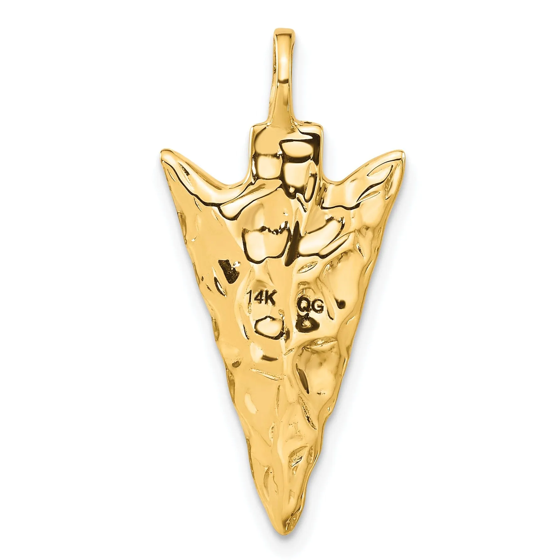 14k Yellow Gold Textured Polished Finish 3-Dimensional Arrow Head Charm Pendant