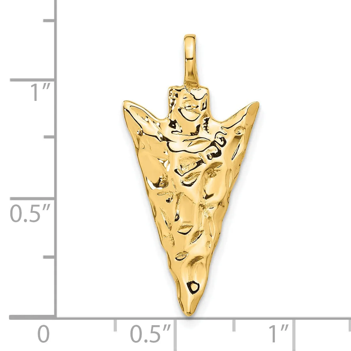 14k Yellow Gold Textured Polished Finish 3-Dimensional Arrow Head Charm Pendant