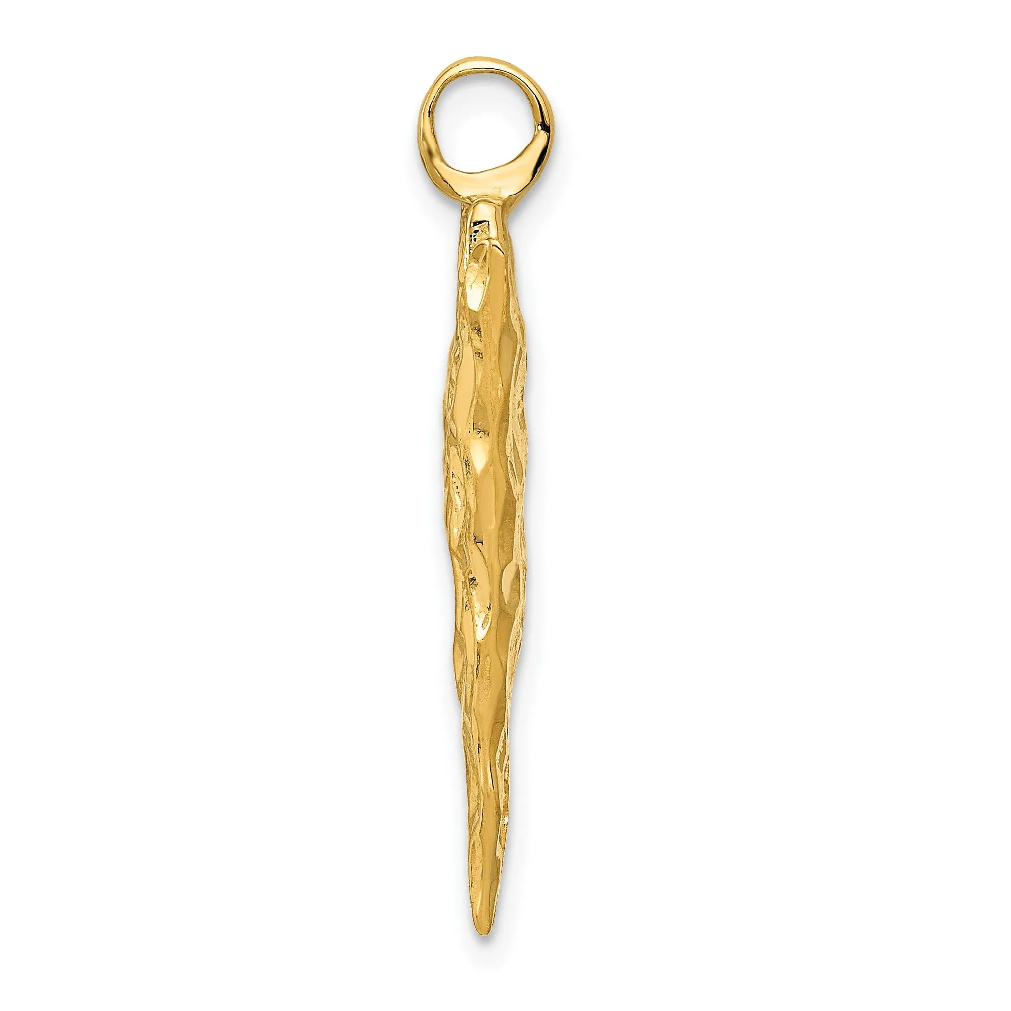 14k Yellow Gold Textured Polished Finish 3-Dimensional Arrow Head Charm Pendant