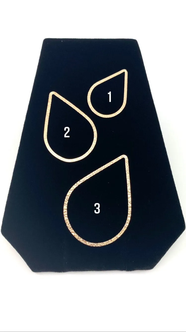 14KGF Tear drop shape, Flat, textured, hammered finished, 14K gold filled