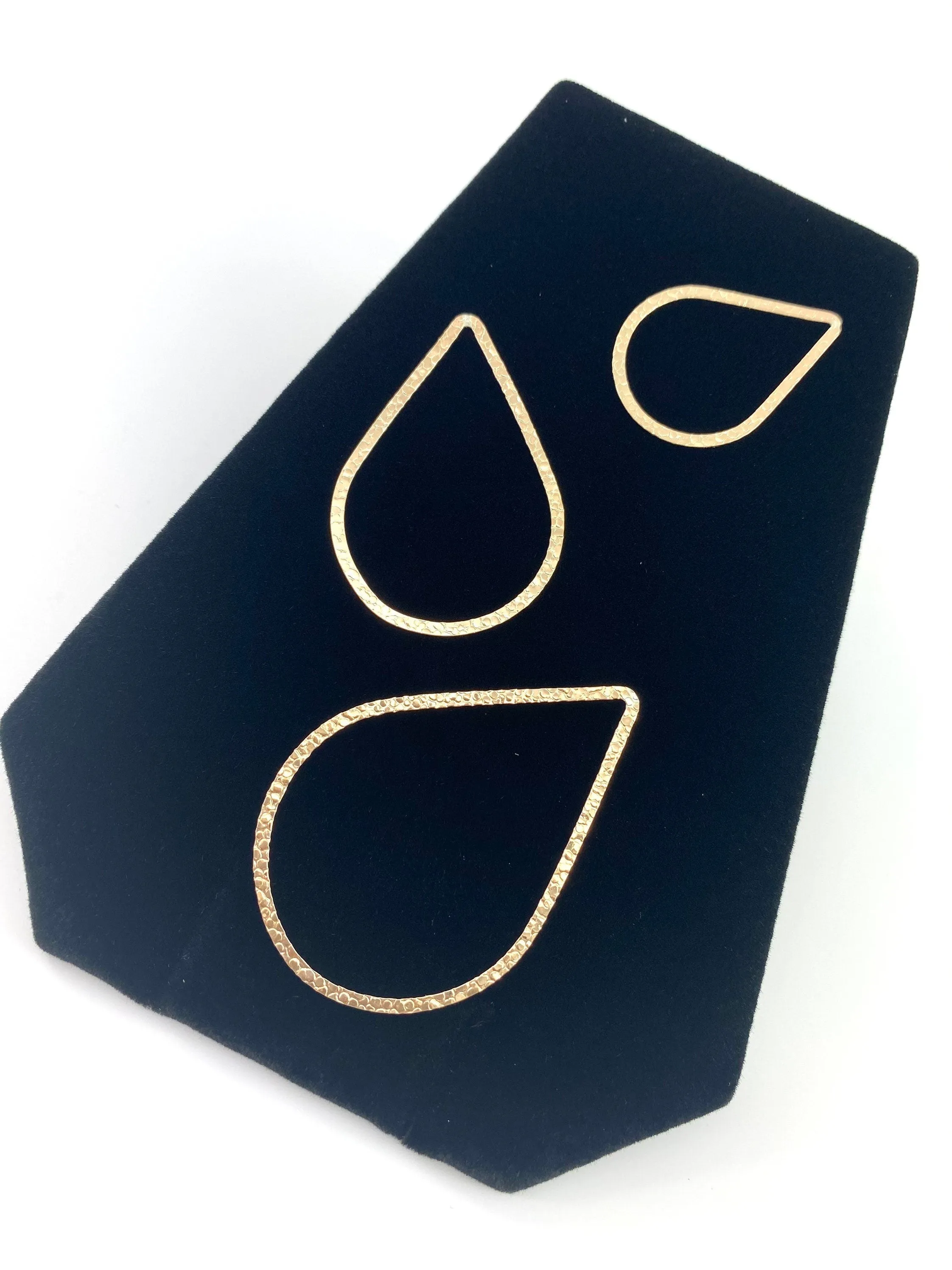 14KGF Tear drop shape, Flat, textured, hammered finished, 14K gold filled