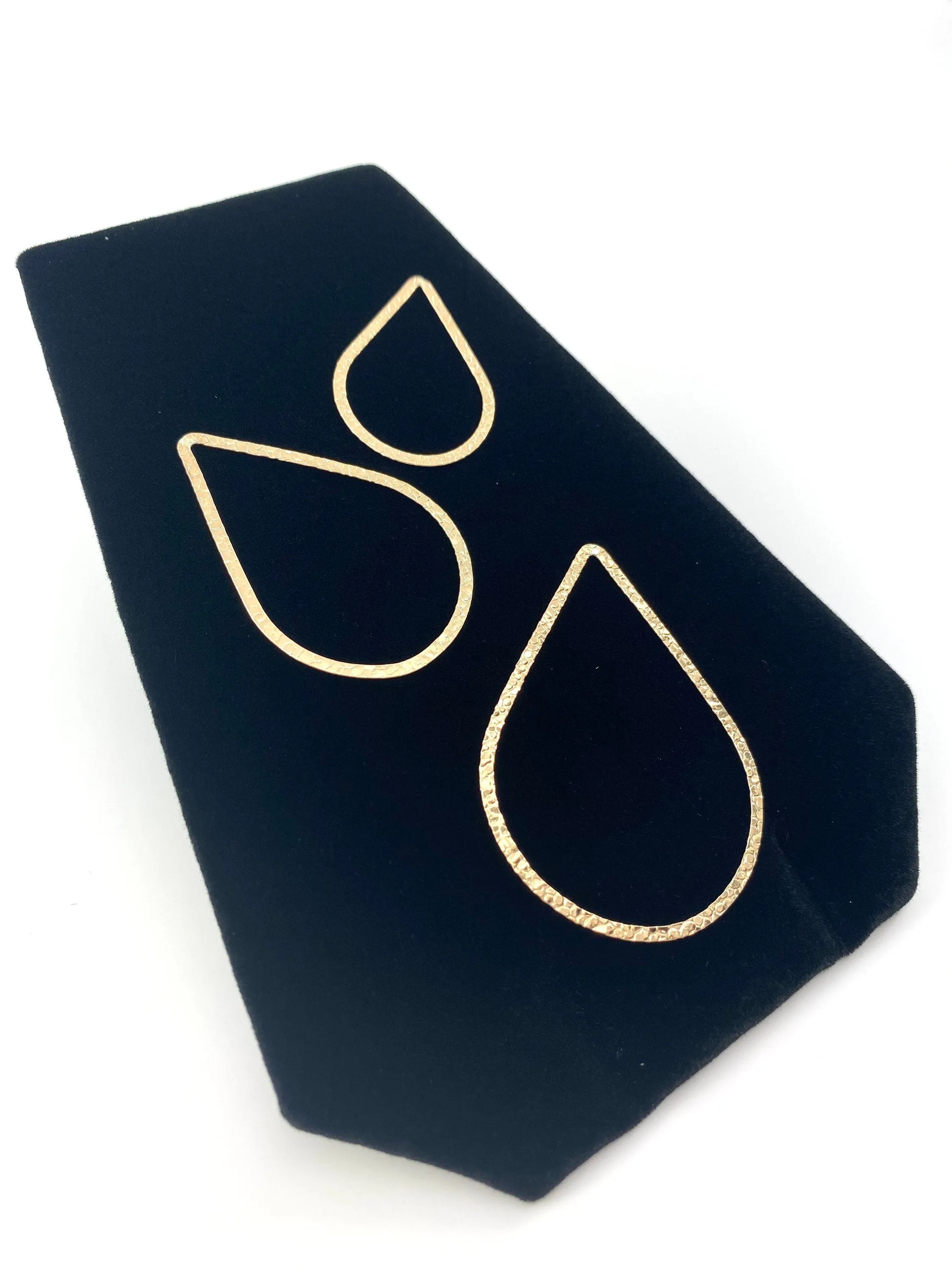 14KGF Tear drop shape, Flat, textured, hammered finished, 14K gold filled