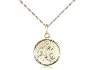14kt Gold Filled St Ann Pendant on a 18 inch Gold Filled Light Curb Chain.