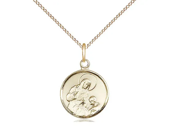 14kt Gold Filled St Ann Pendant on a 18 inch Gold Filled Light Curb Chain.