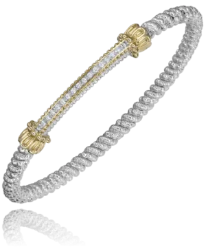 14KY/SS DIAMOND CLOSED BANGLE BRACELET