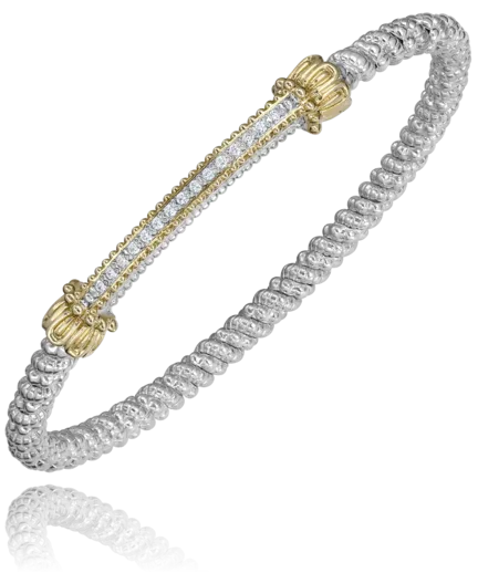 14KY/SS DIAMOND CLOSED BANGLE BRACELET