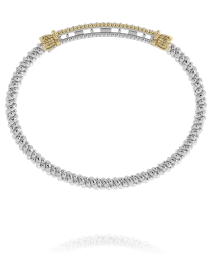 14KY/SS DIAMOND CLOSED BANGLE BRACELET