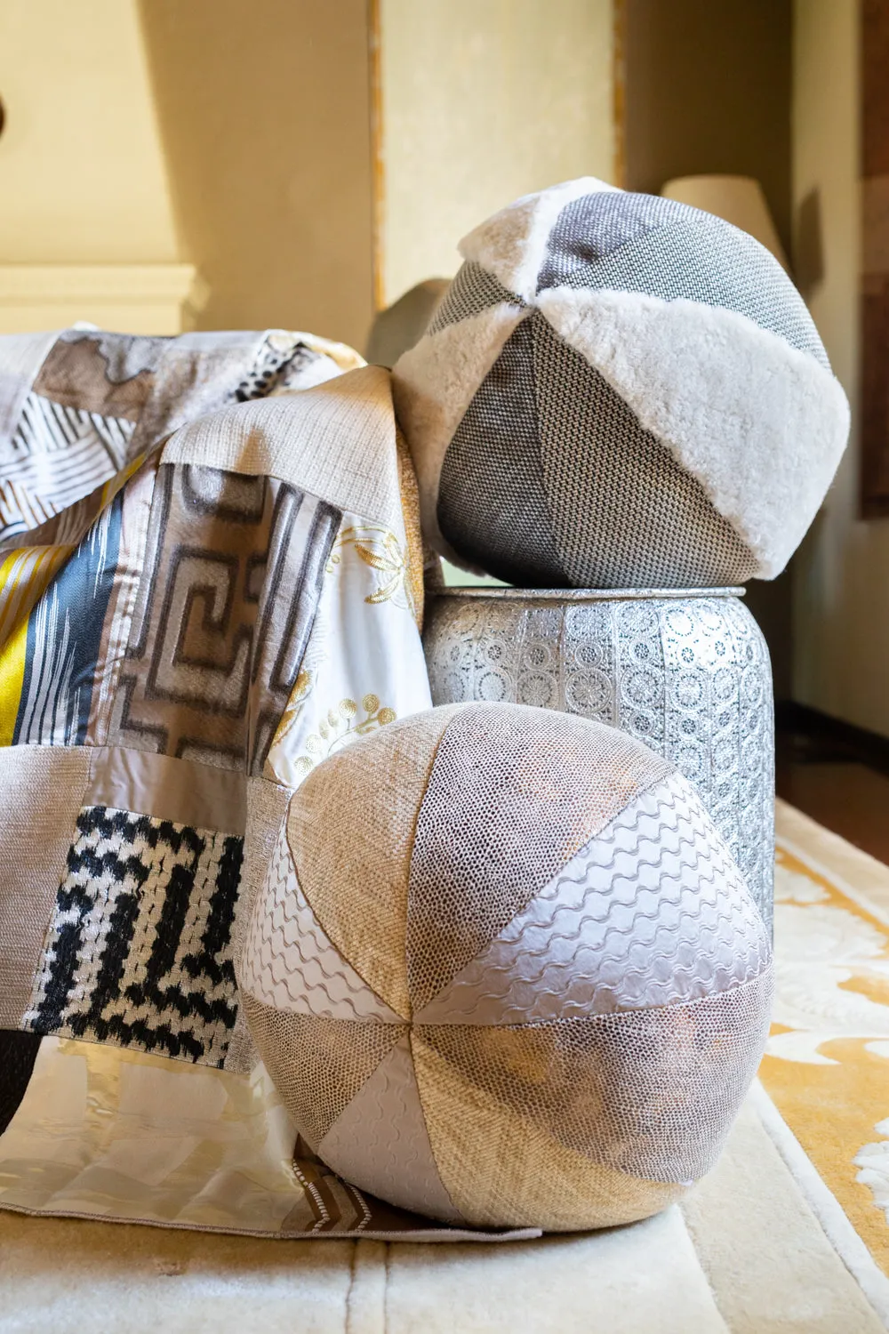 14" Indoor Ball Pillow - Shimmery Shearling