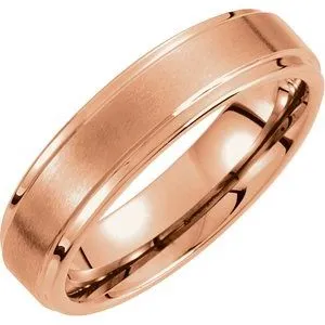 18K Rose Gold PVD Tungsten 4 mm Satin and Polished Edge Band Size 12.5