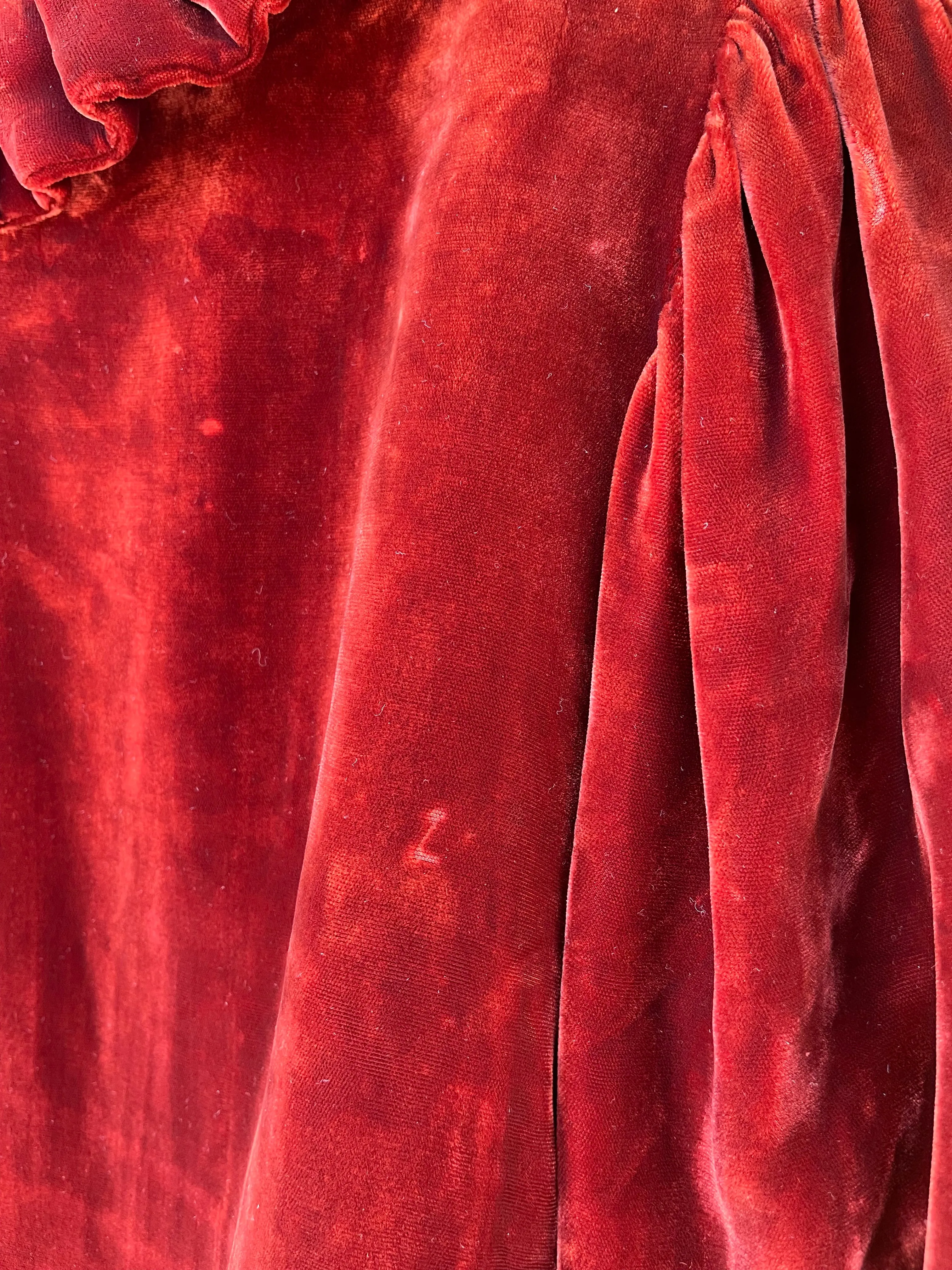 1920s Burnt Sienna Silk Velvet Cropped Opera Coat