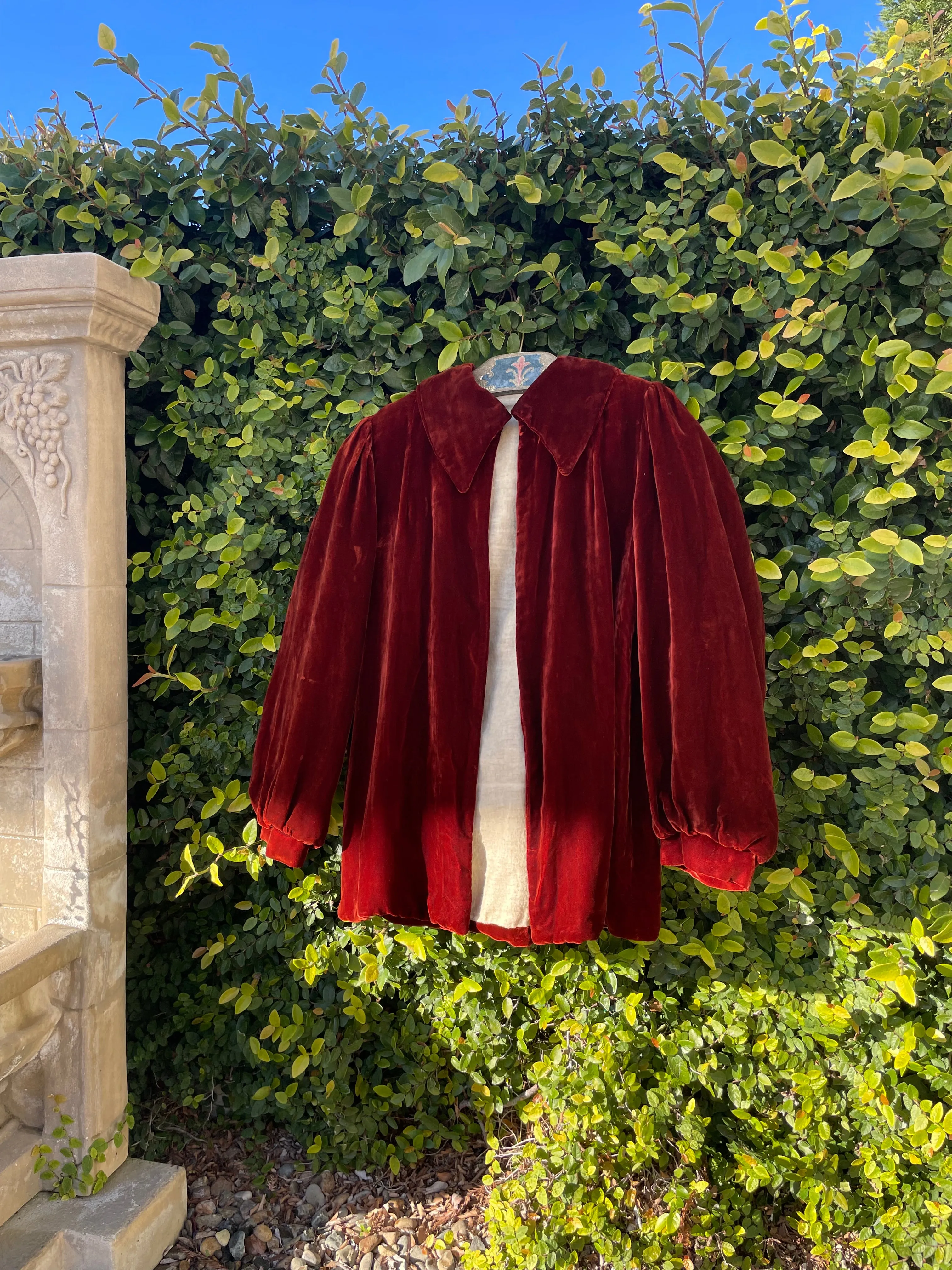 1920s Burnt Sienna Silk Velvet Cropped Opera Coat