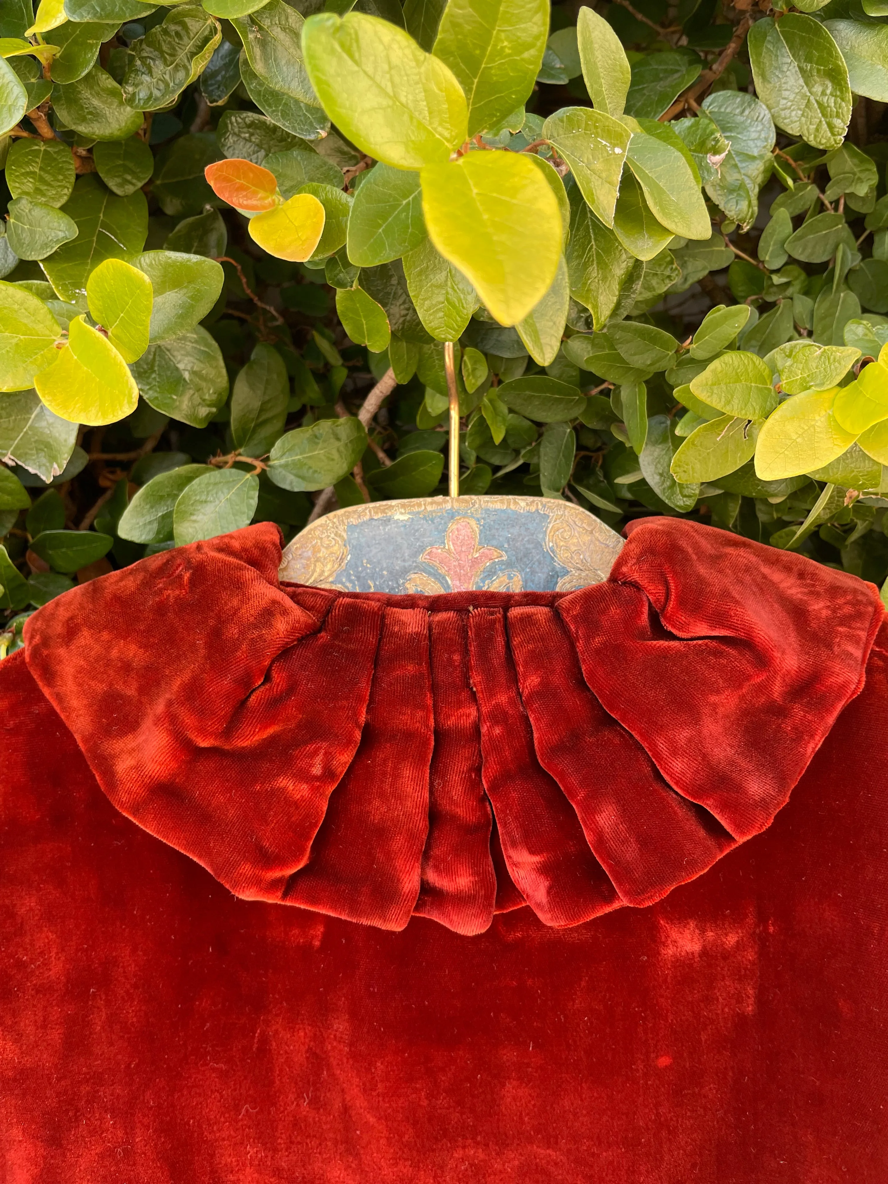 1920s Burnt Sienna Silk Velvet Cropped Opera Coat