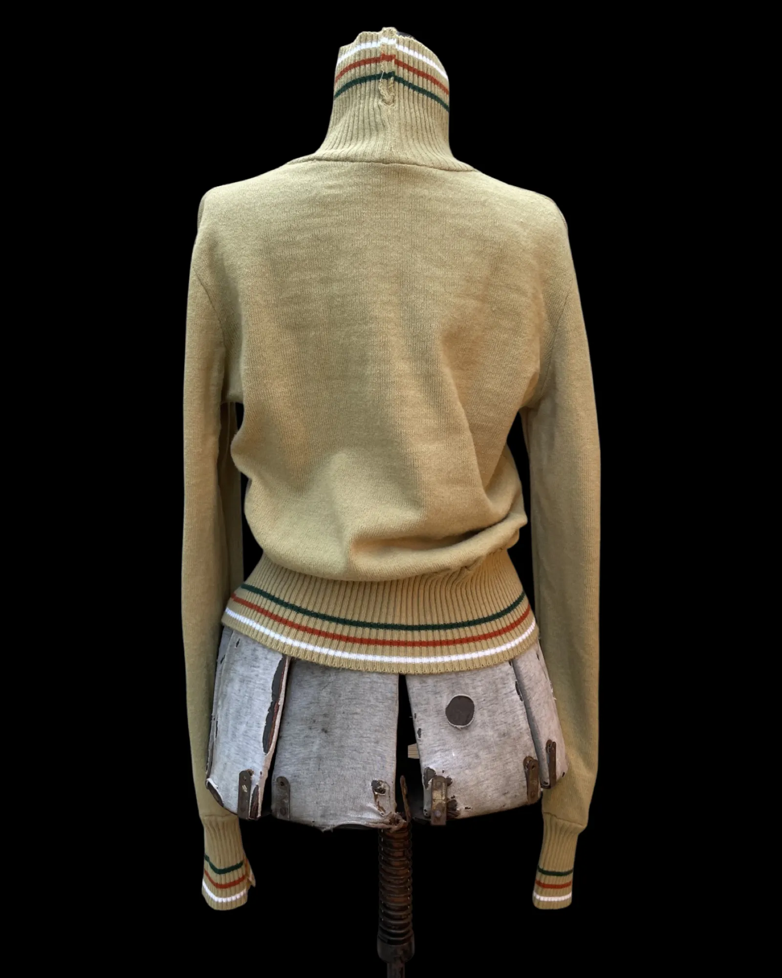 1940s Striped Turtle Neck Ski Sweater
