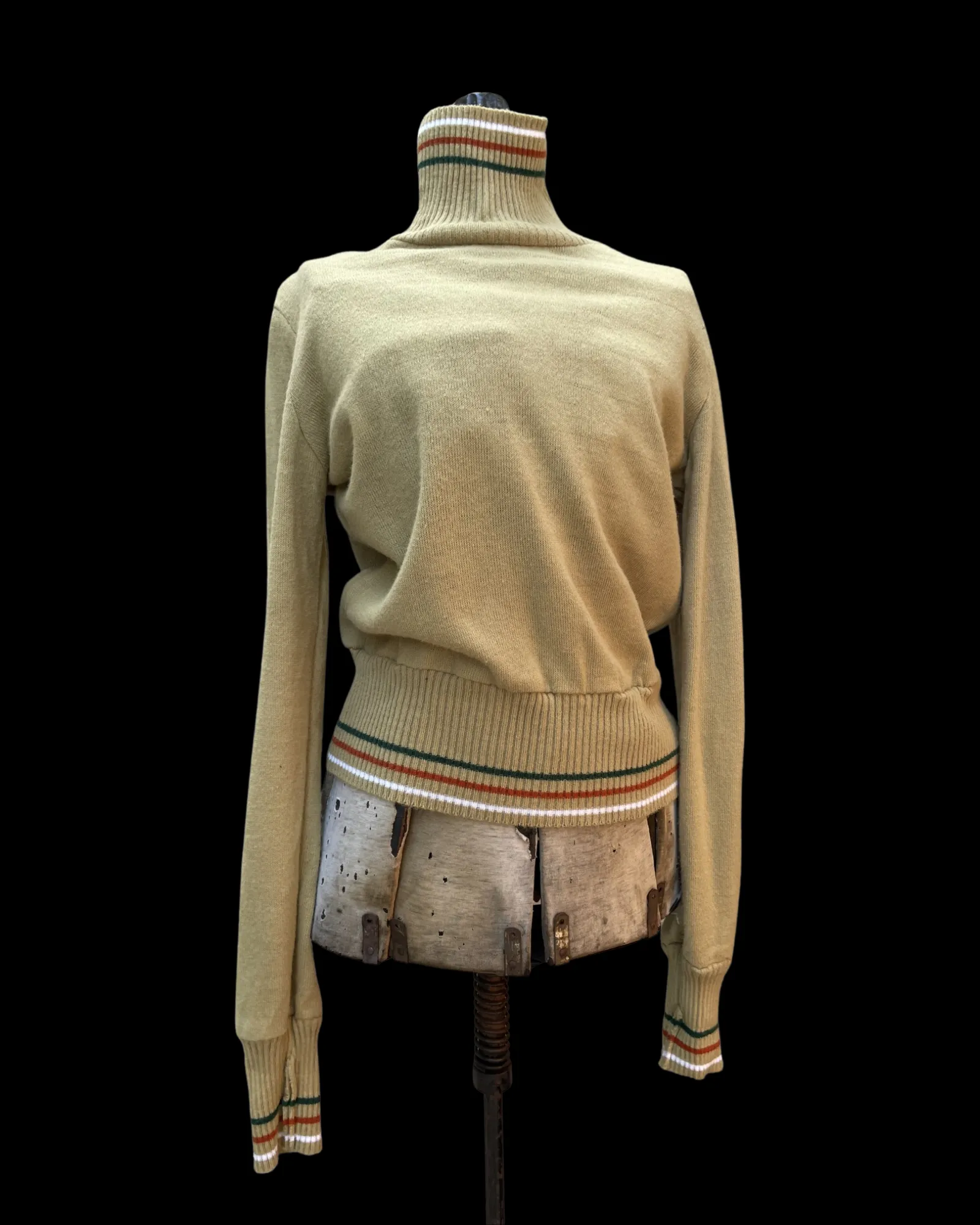 1940s Striped Turtle Neck Ski Sweater