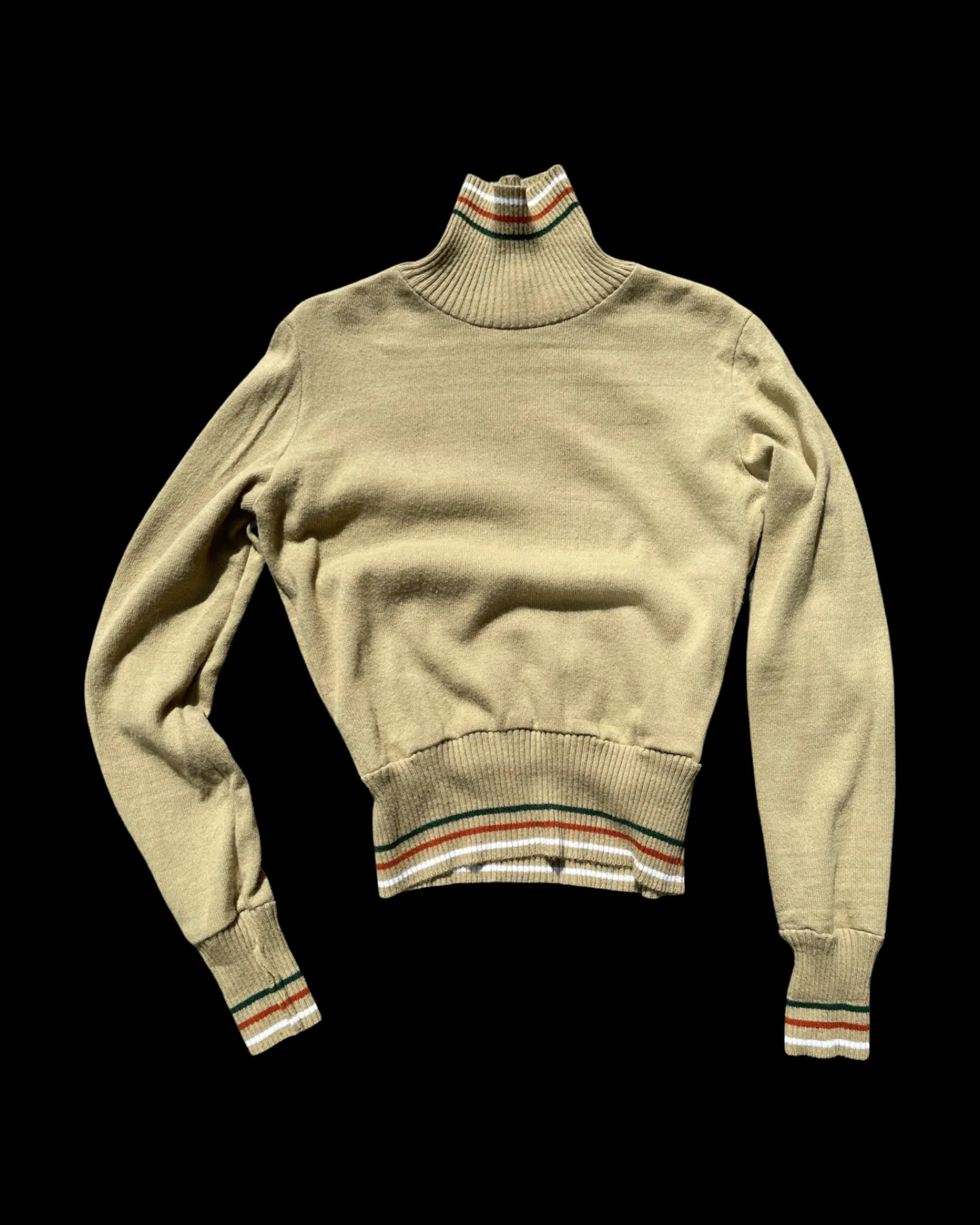 1940s Striped Turtle Neck Ski Sweater