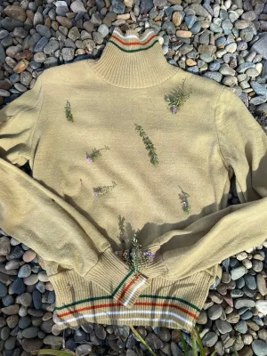 1940s Striped Turtle Neck Ski Sweater