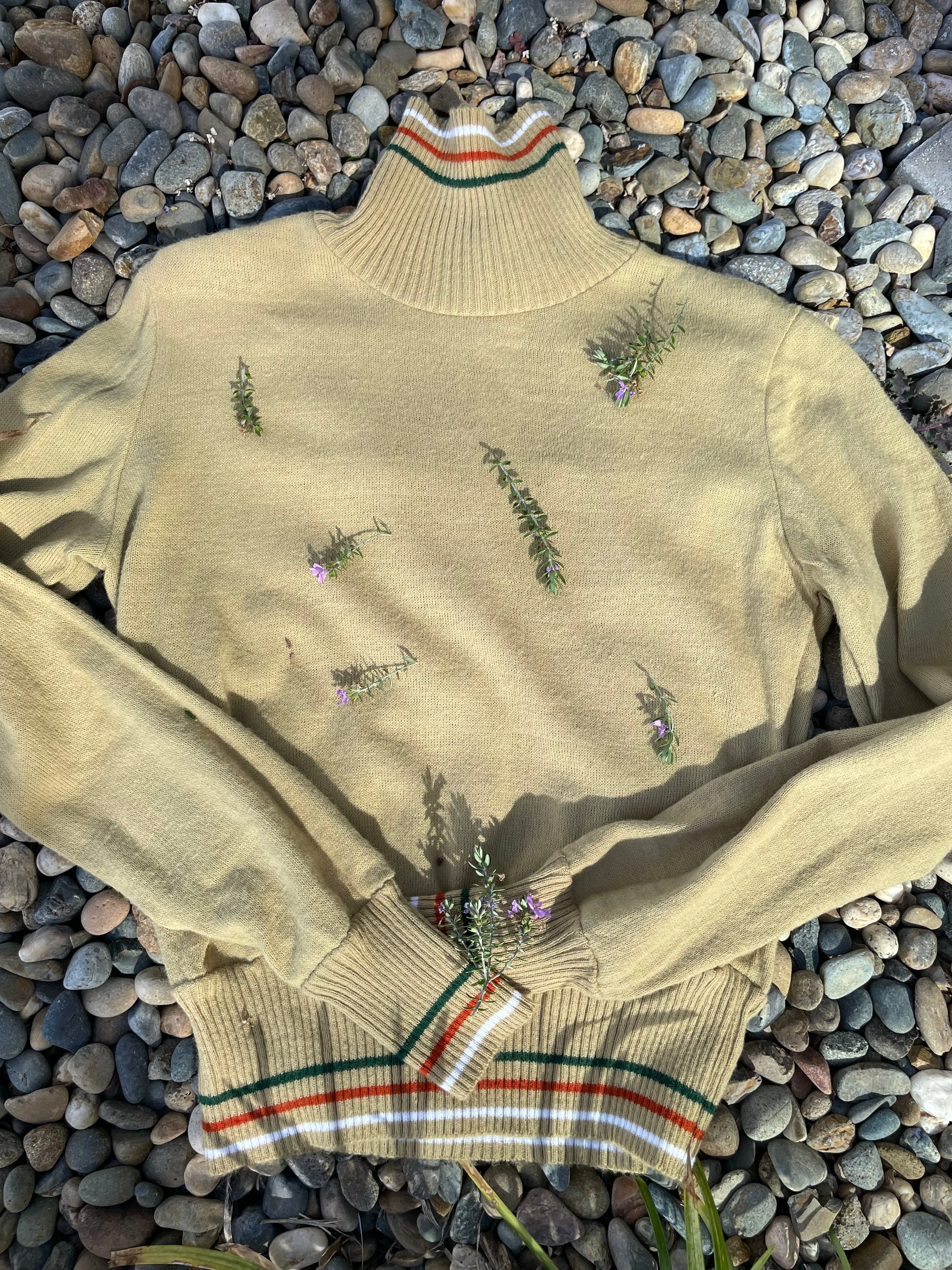 1940s Striped Turtle Neck Ski Sweater