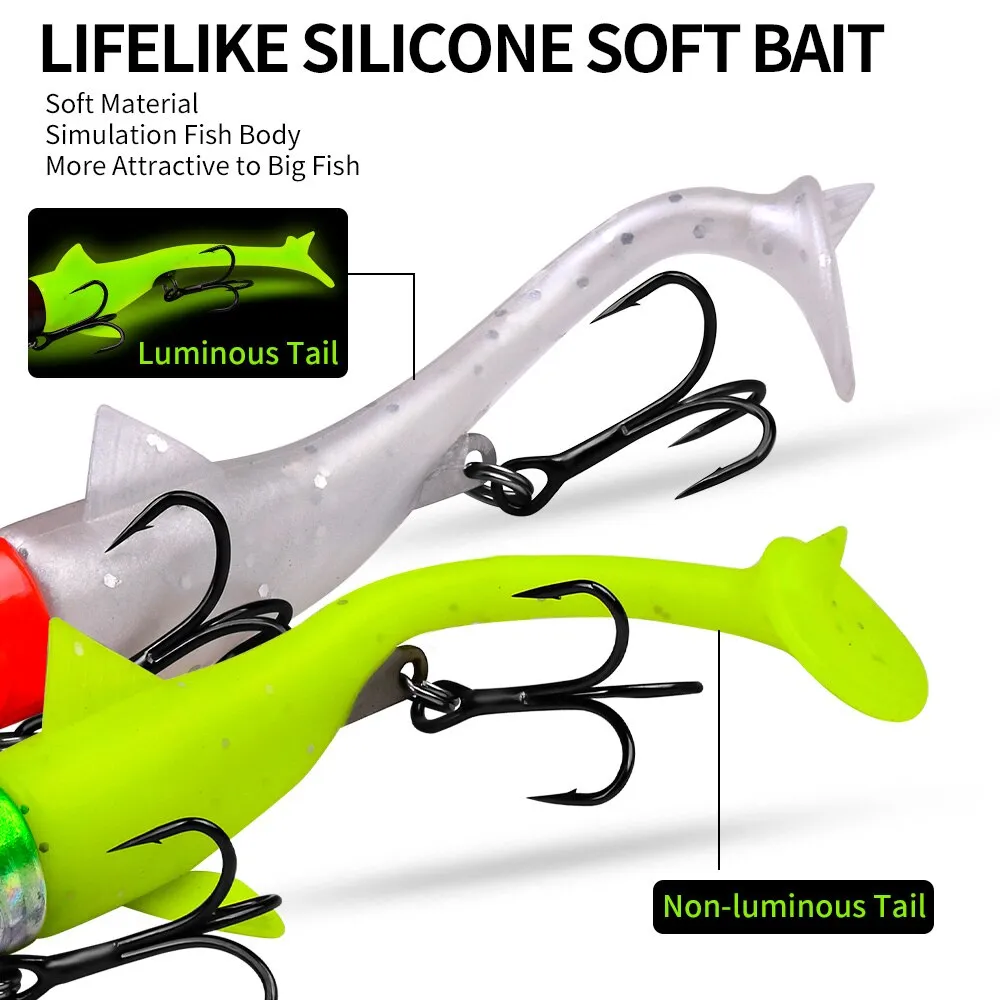 1PC Jig Head Soft Bait 13.5g-56g Sinking Silicone Lure With Jig head Hook Trolling Fishing Tackle