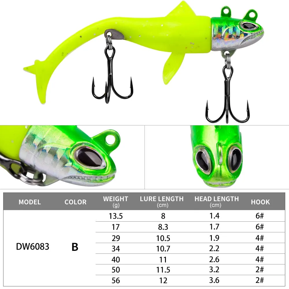1PC Jig Head Soft Bait 13.5g-56g Sinking Silicone Lure With Jig head Hook Trolling Fishing Tackle