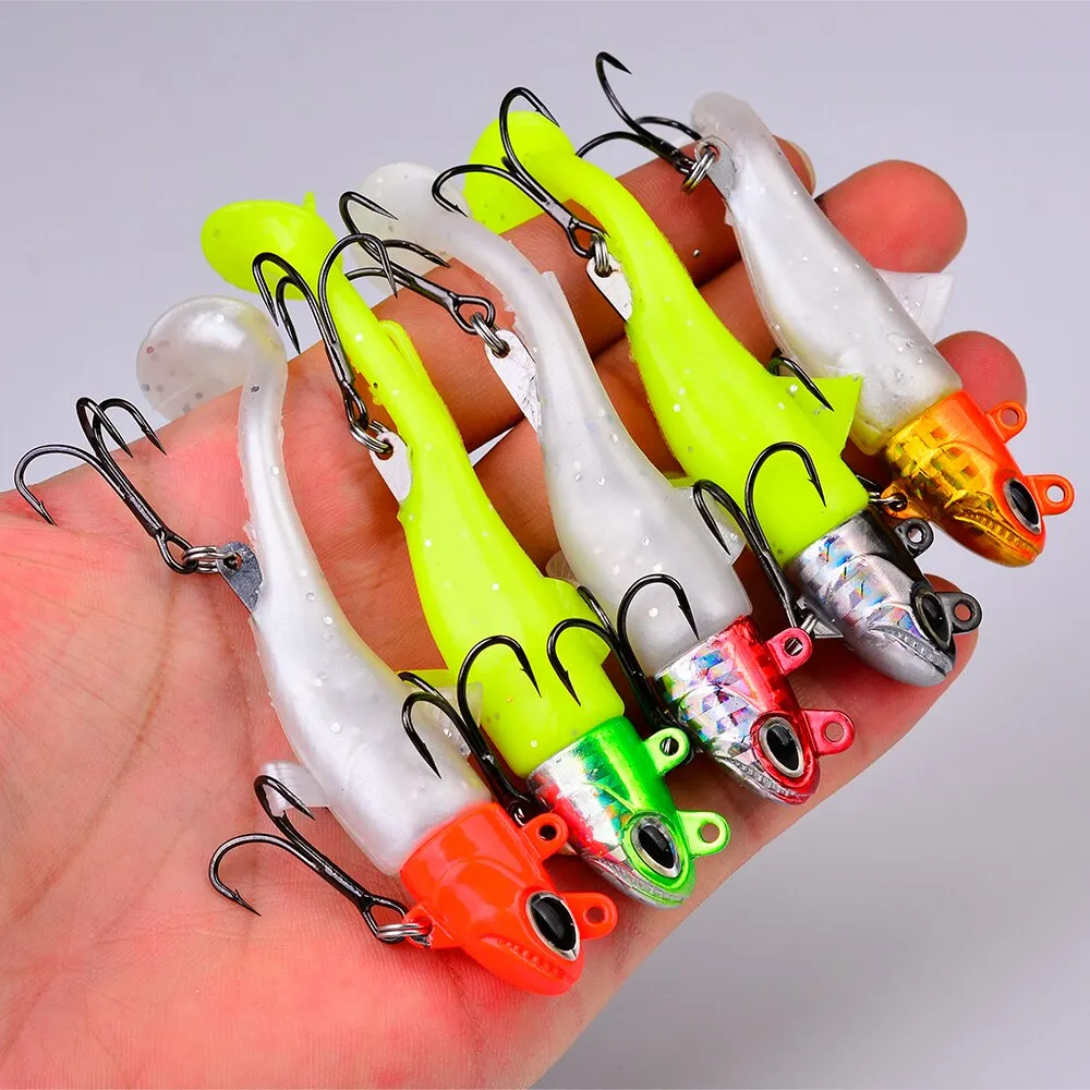 1PC Jig Head Soft Bait 13.5g-56g Sinking Silicone Lure With Jig head Hook Trolling Fishing Tackle
