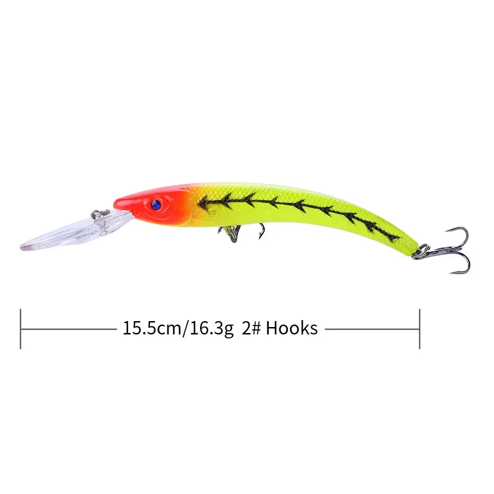 1x 15.5cm / 16.3g Wobbler Fishing Lure Big Crank Bait Minnow Trolling Artificial