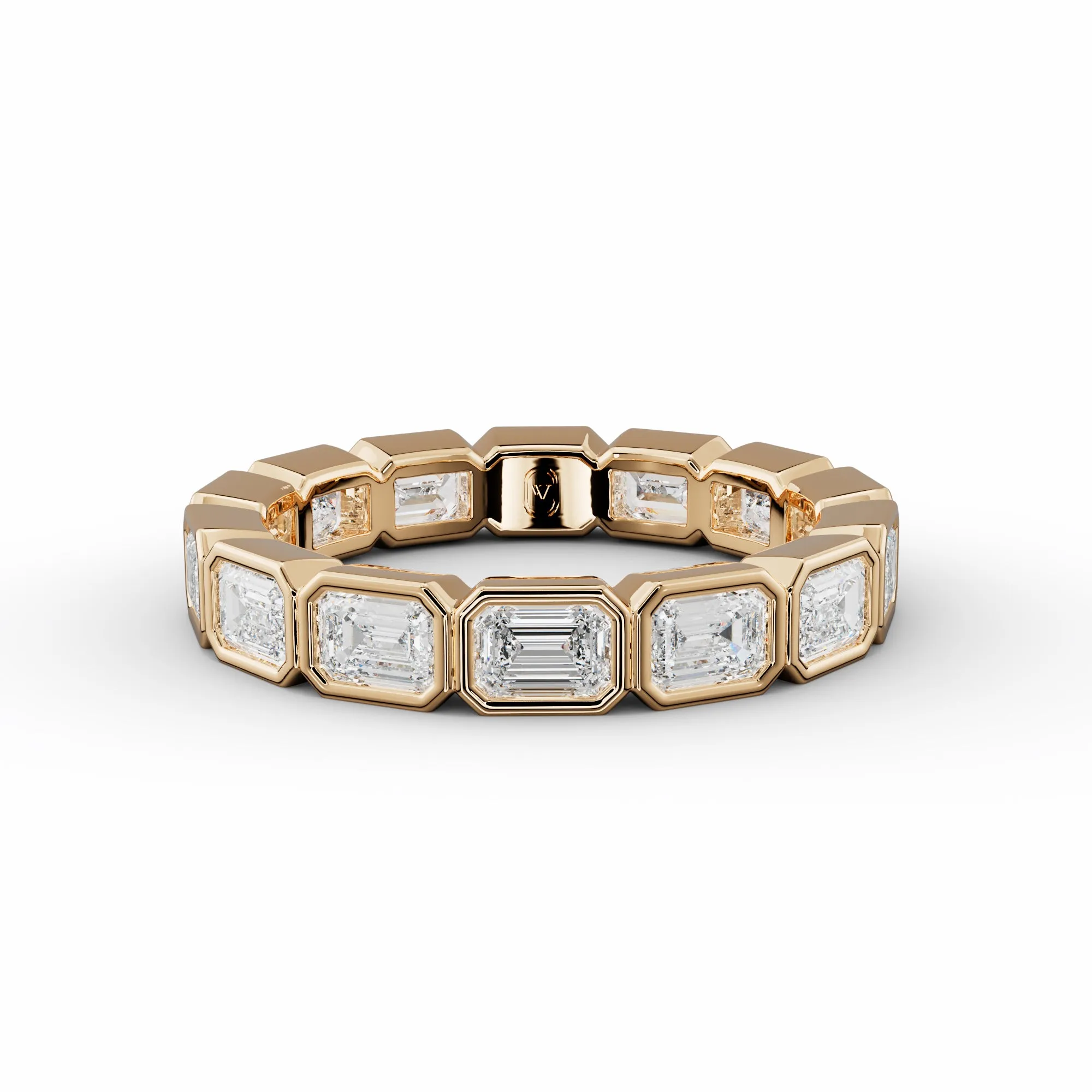 2.0 Carat East West Bezel Set Emerald Cut Diamond Eternity Band
