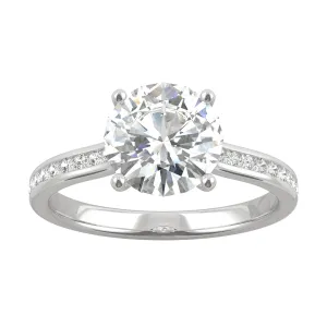 2.08 CTW DEW Round Moissanite Engagement Ring in 14K White Gold