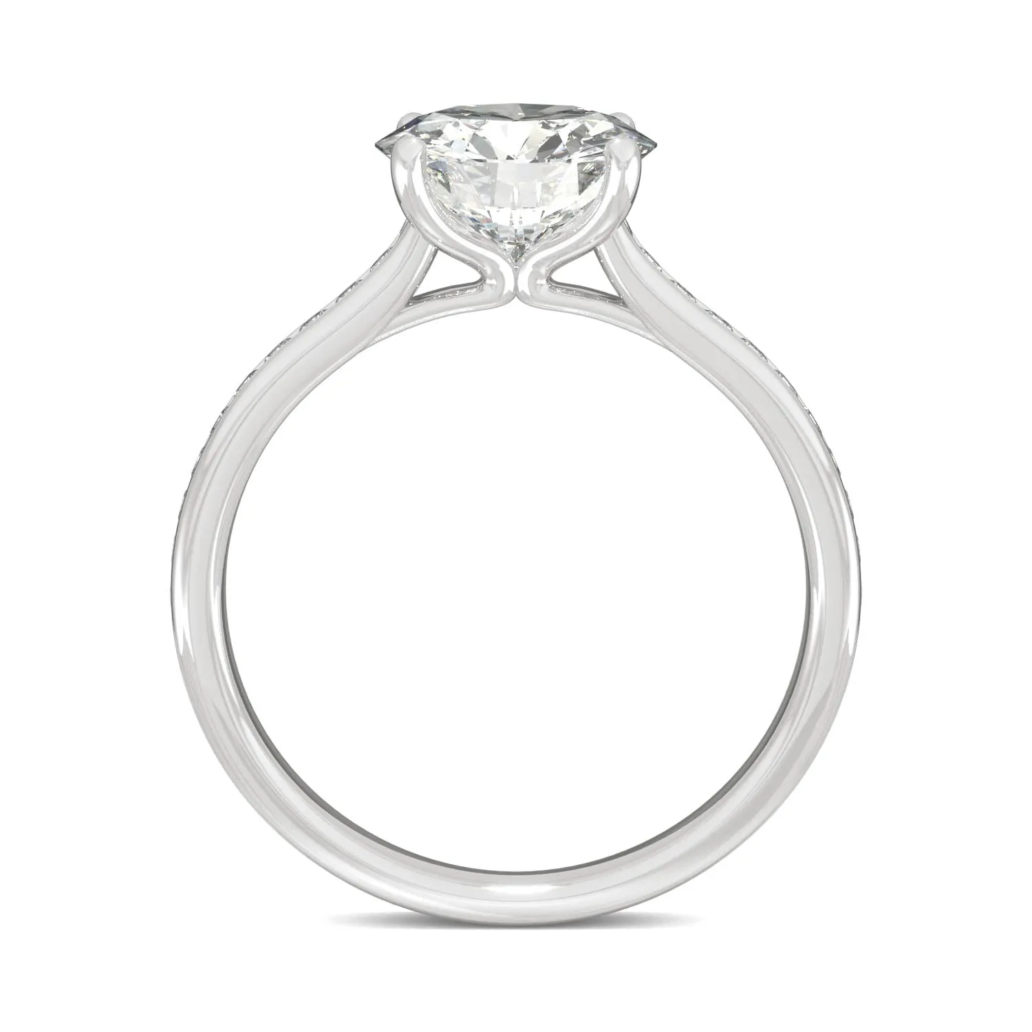 2.08 CTW DEW Round Moissanite Engagement Ring in 14K White Gold