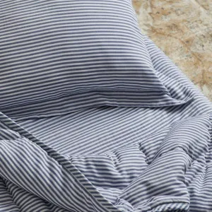 3 Piece Crib Set - Blue and White Pinstripe