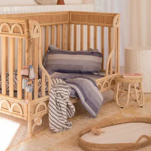 3 Piece Crib Set - Navy Mixed Gingham