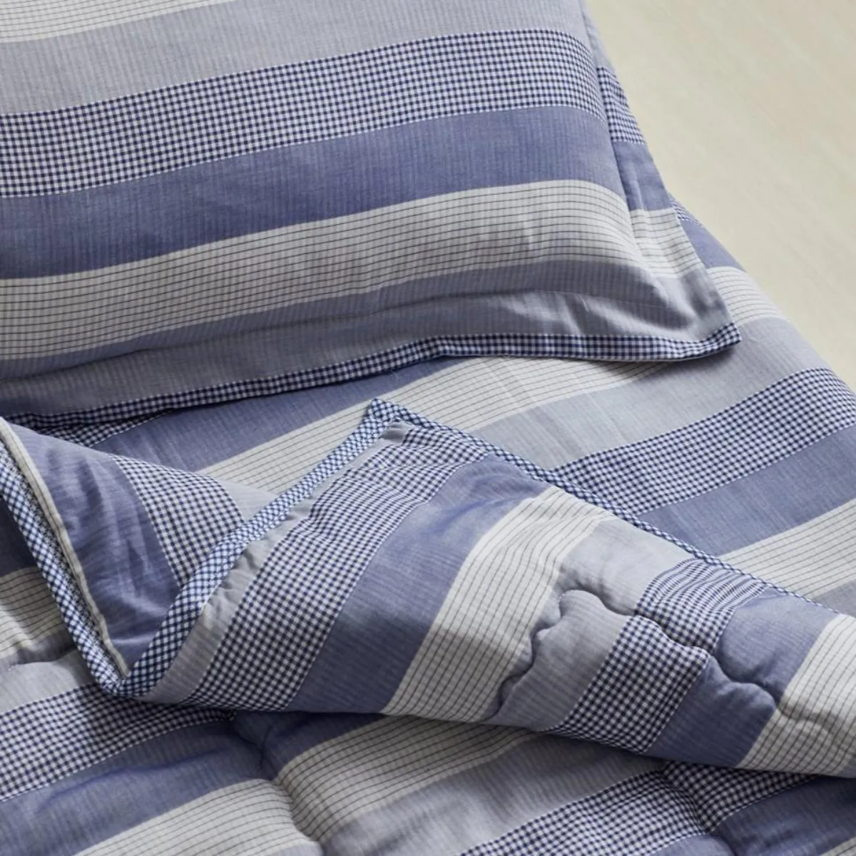 3 Piece Crib Set - Navy Mixed Gingham