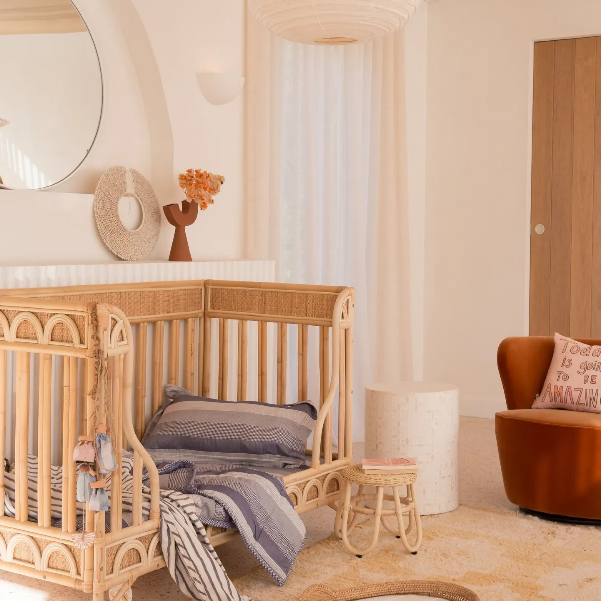 3 Piece Crib Set - Navy Mixed Gingham