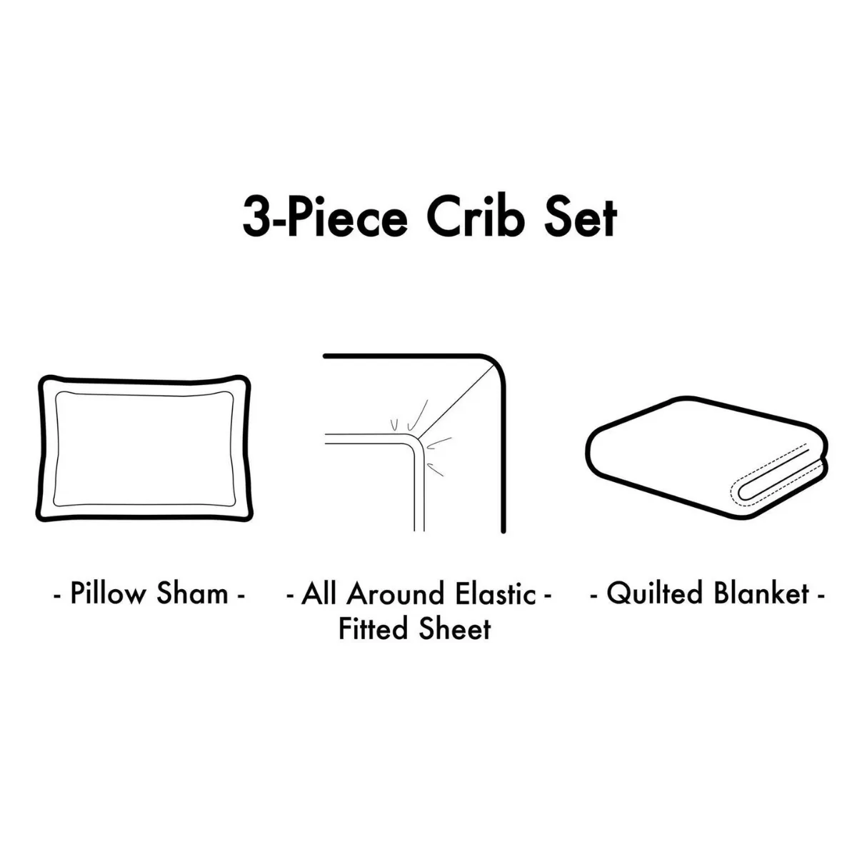 3 Piece Crib Set - Navy Mixed Gingham