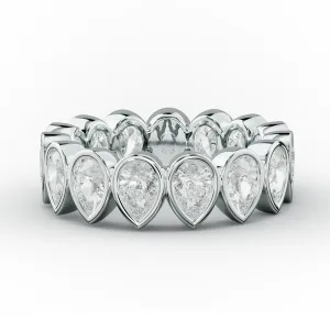3.0 Carat Bezel Set Pear Cut Diamond Eternity Band