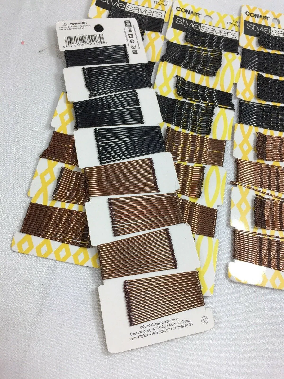 (4) Conair Black Brown Bobby Pins Secure Hold Styling 115each 400  Bulk Lot