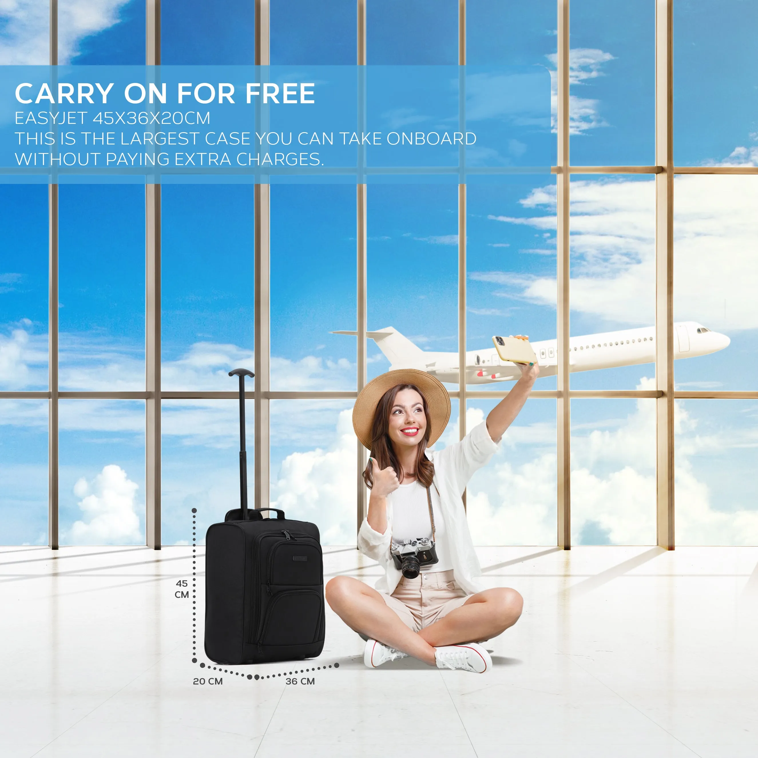 45x36x20cm 2 Wheel Soft Shell Suitcase