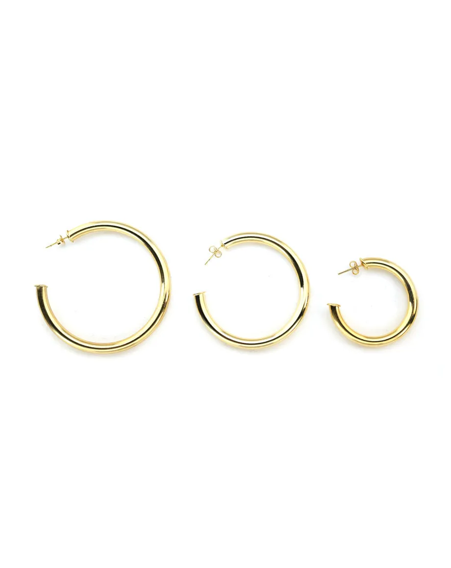 4mm Thick Gold Tube Hoops