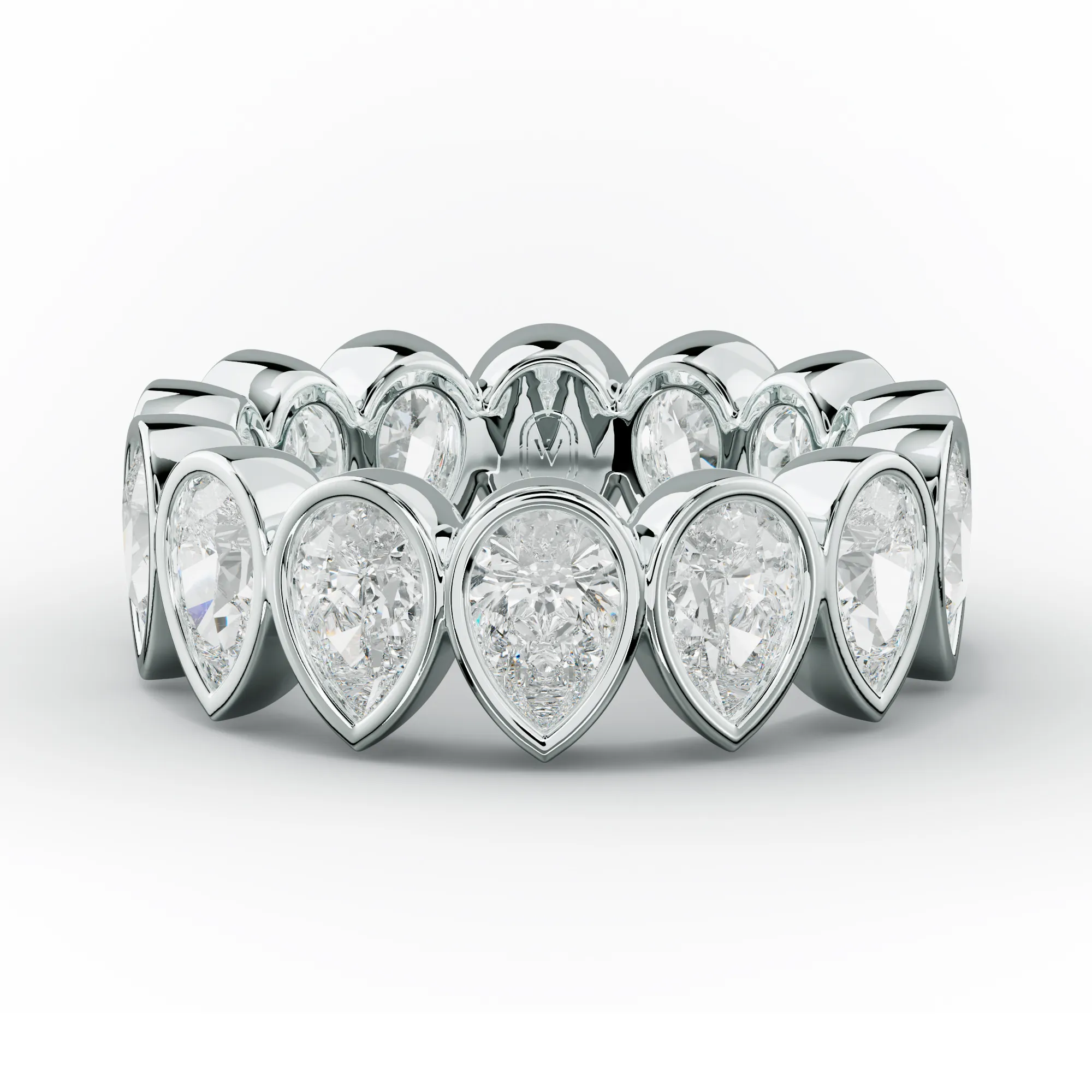 5.0 Carat Bezel Set Pear Cut Diamond Eternity Band