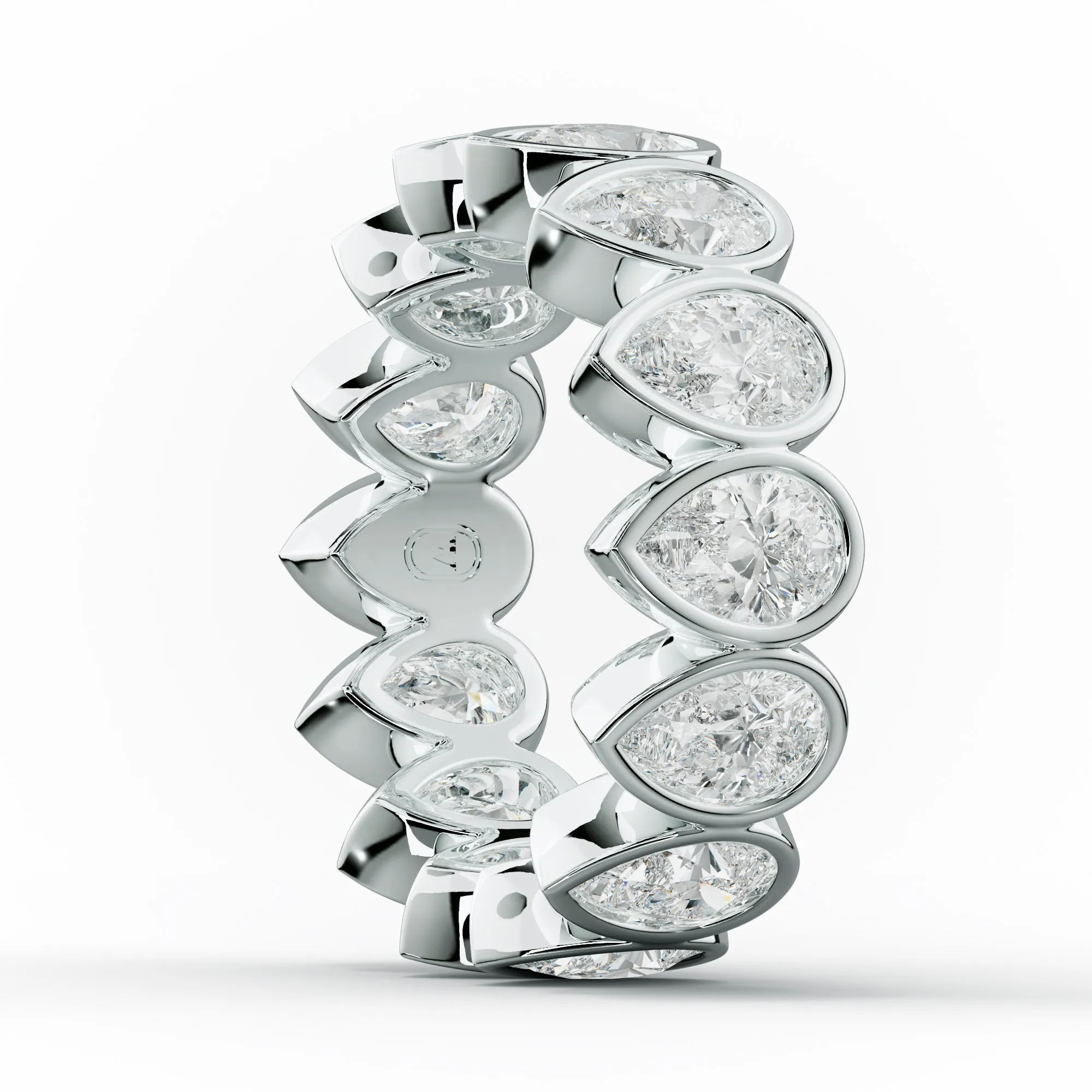 5.0 Carat Bezel Set Pear Cut Diamond Eternity Band