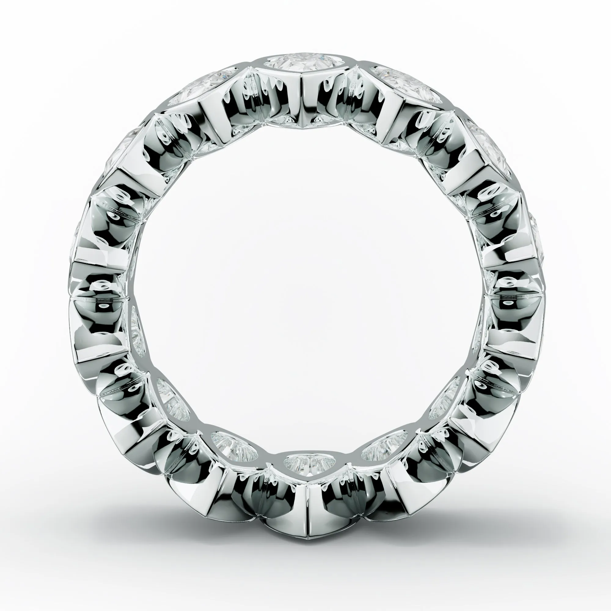5.0 Carat Bezel Set Pear Cut Diamond Eternity Band