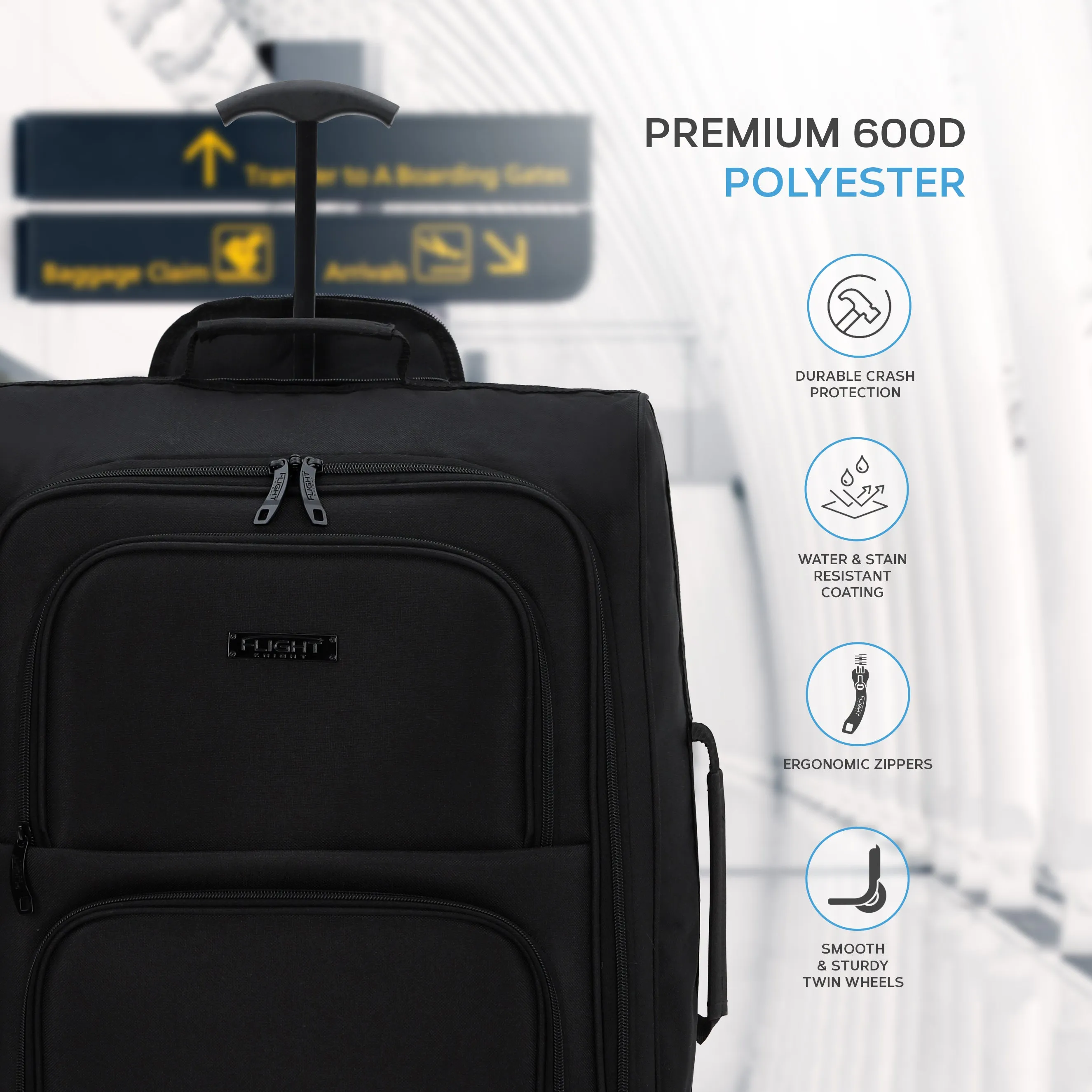 55x40x20cm 2 Wheel Soft Shell Suitcase
