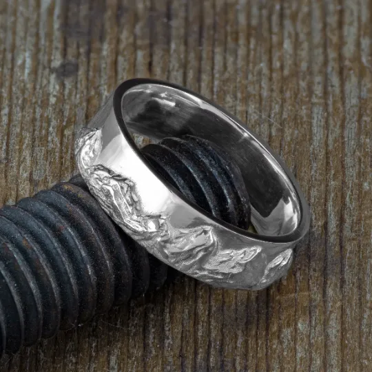 6mm Mountain Mens Wedding Ring, Platinum