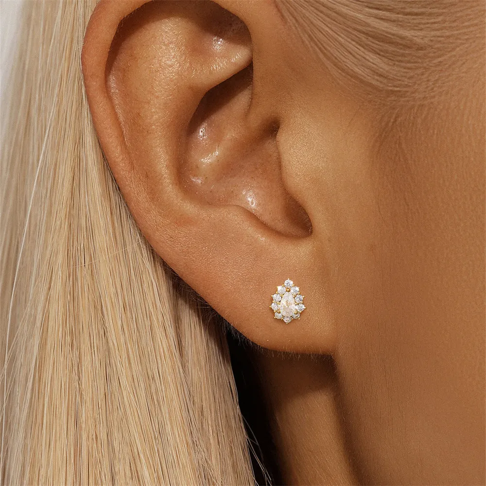 925 Silver Full Surround CZ Diamond Flat Back Earrings