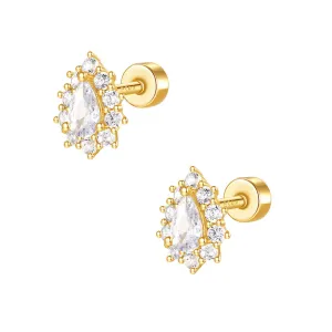 925 Silver Full Surround CZ Diamond Flat Back Earrings