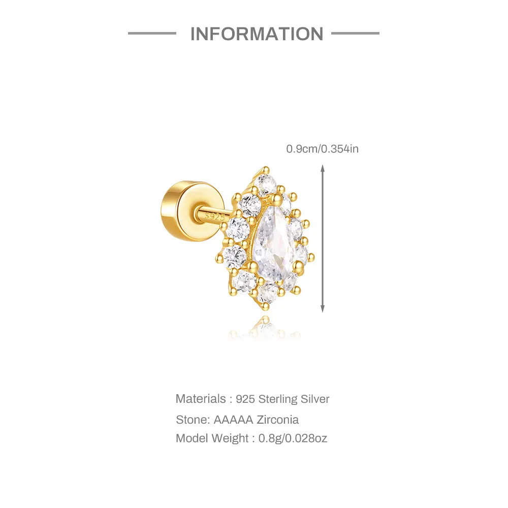 925 Silver Full Surround CZ Diamond Flat Back Earrings