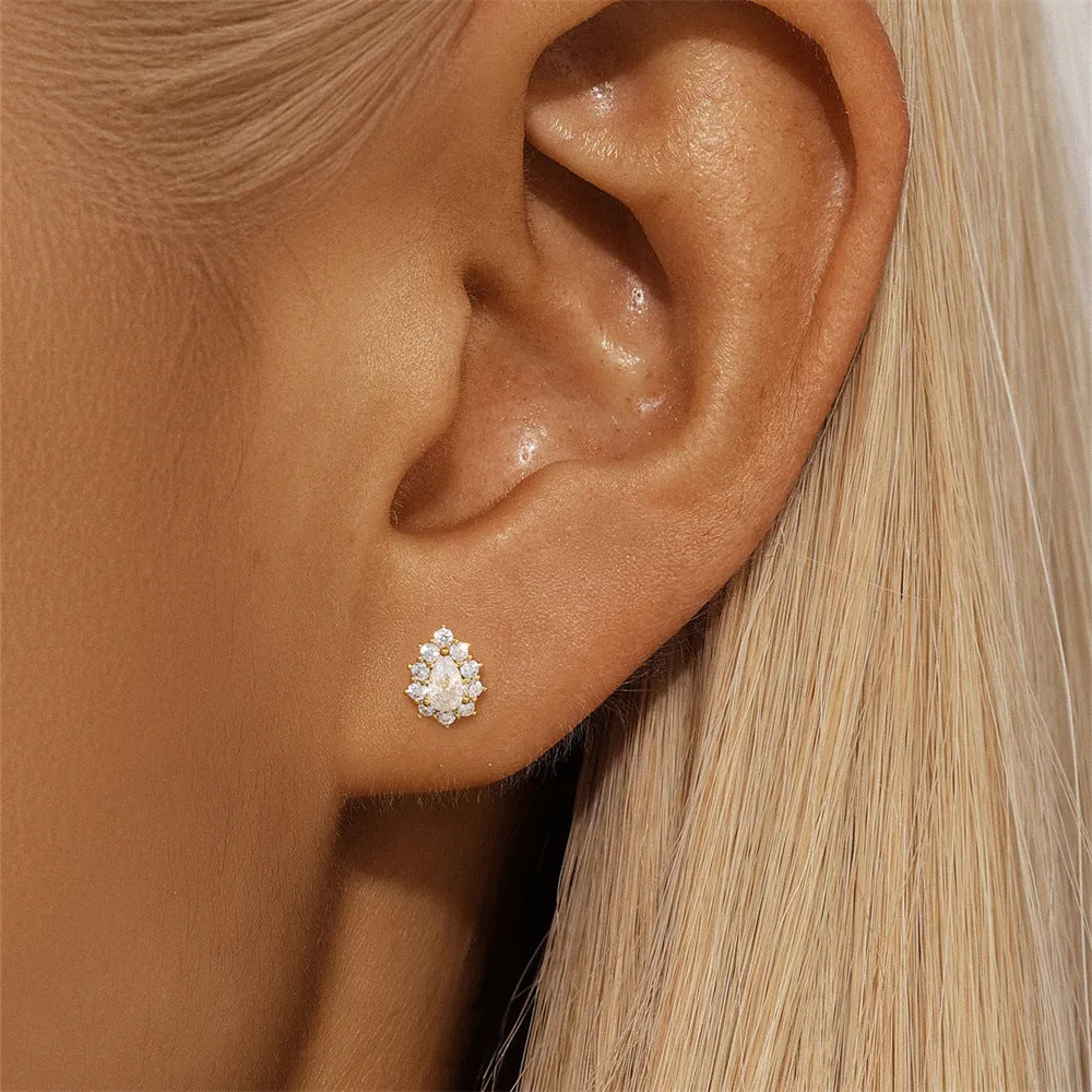 925 Silver Full Surround CZ Diamond Flat Back Earrings