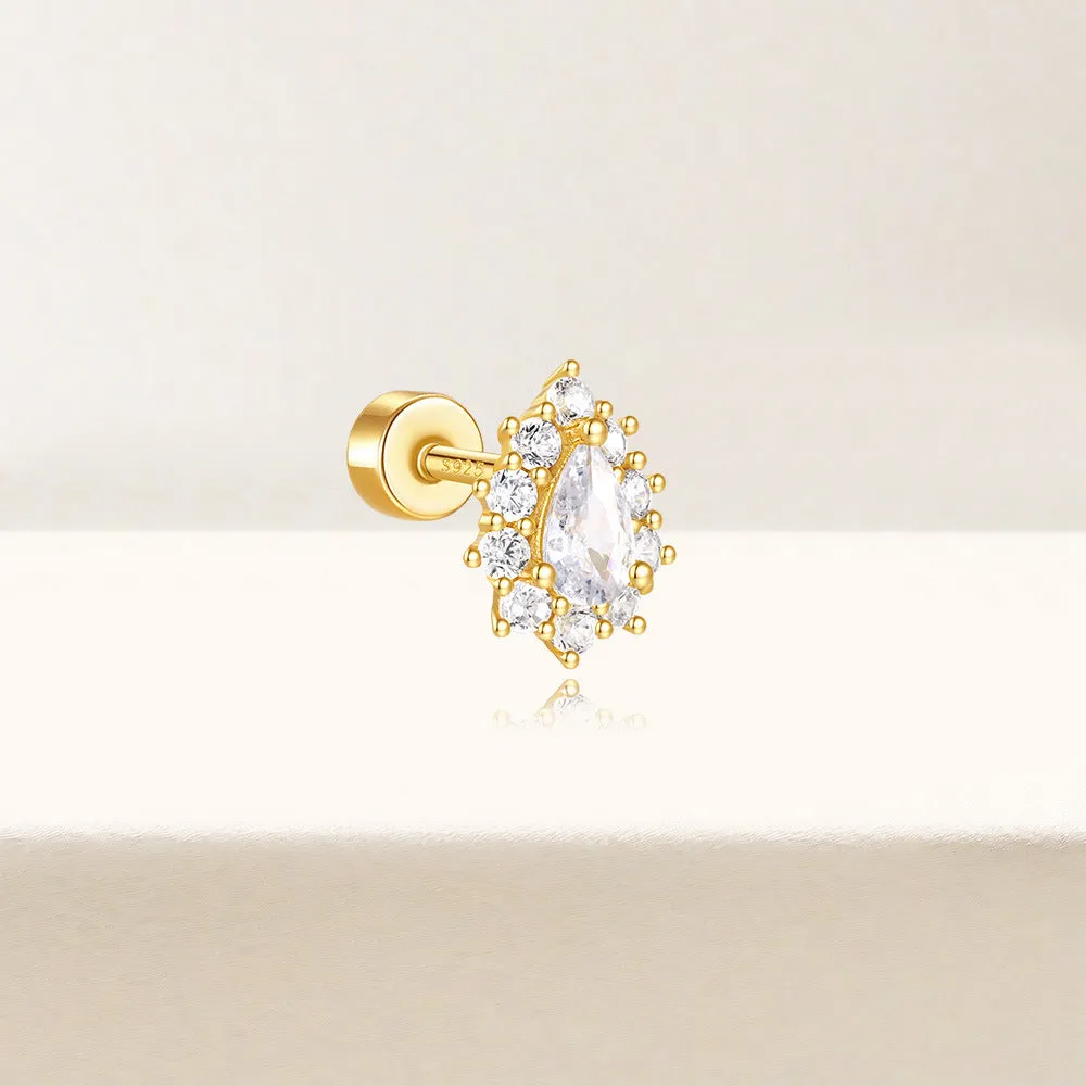 925 Silver Full Surround CZ Diamond Flat Back Earrings