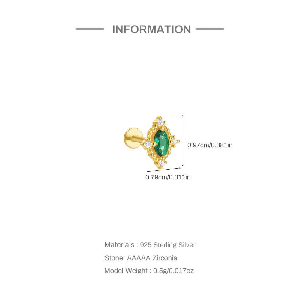 925 Silver Round Green CZ Diamond Earrings