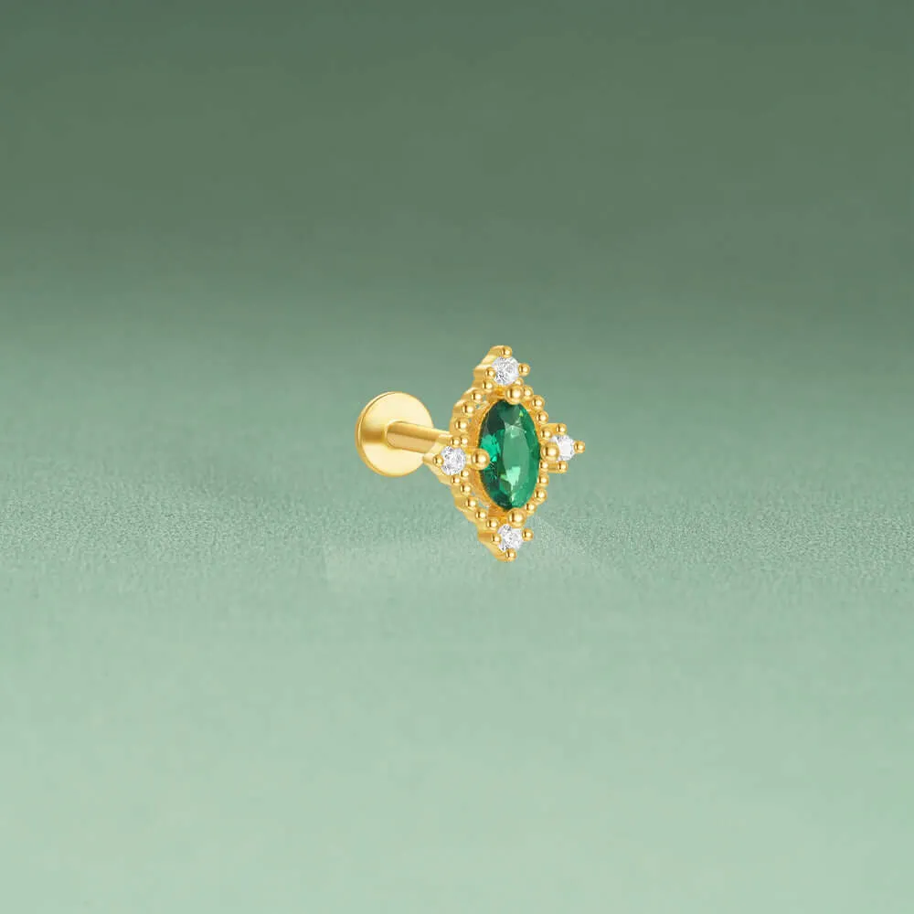 925 Silver Round Green CZ Diamond Earrings