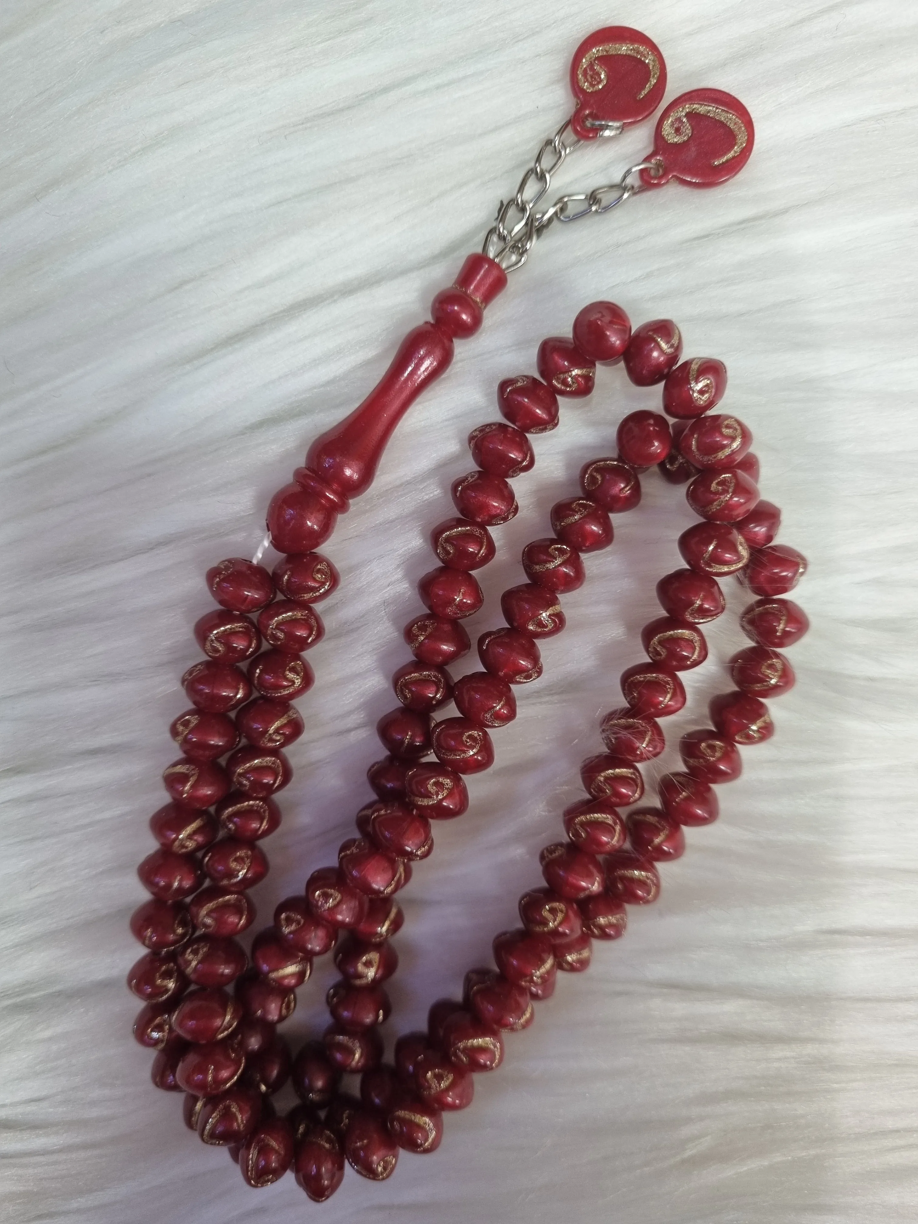 99 Beads Vav Shimmer Tasbih - Red